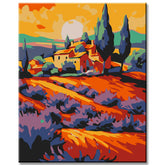 Painting by numbers Tuscany village in the morning